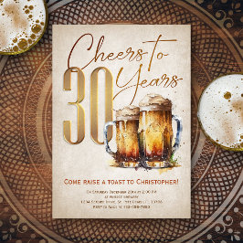 Cheers & Öl Manar Funny 30års födelsedag Inbjudningar