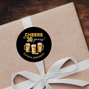 Cheers & Öl Manar Funny 30års födelsedag Runt Klistermärke