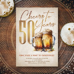 Cheers & Öl Manar Funny 50:e födelsedagen Inbjudningar<br><div class="desc">Fira de stora 5-0 med stil och humor med den här vintagens ölfödelsedag. Den gyllene typografin är elegant och framkallar ett coola glas öl, ge det en klassisk vintage. Perfekt för mannen (eller kvinnan!) i ditt liv som kärlek sina lagrar, butiker och andra öl. Perfekt för den 50:e födelsedagsfesten för...</div>