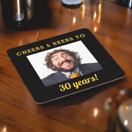 Cheers & Öl Milestone Birthday Photo Keepsaké Underlägg Papper Kvadrat