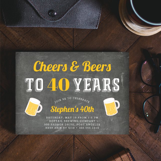 Cheers & Öl Milestone Födelsedagsfest inbjudan (Skapare uppladdad)