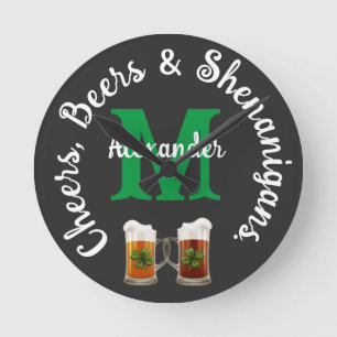 Cheers Öl och Shenanigans Irish Drinking Rund Klocka