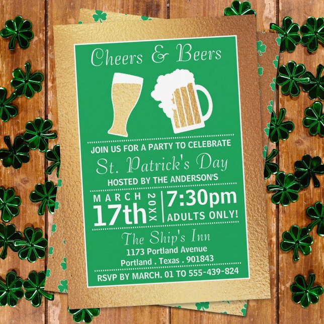 Cheers & Öl Shamrock St. Patrick's Day Party Inbjudningar (Skapare uppladdad)