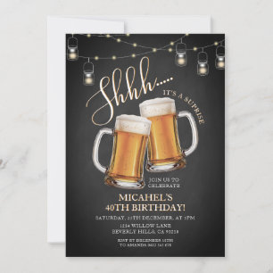 Cheers & Öl Surprise Vuxen 40:e födelsedagen Party Inbjudningar