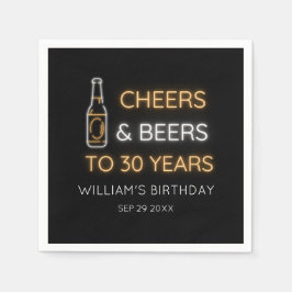 Cheers & Öl till 30 års Neon Sign Birthday Pappersservett