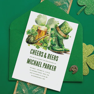 Cheers Öl Vuxen Birthday St. Patrick's Day Inbjudningar