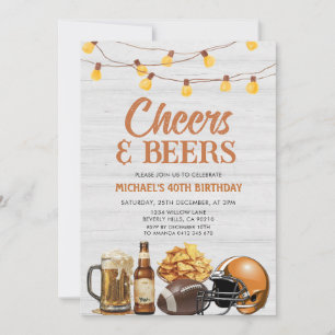 Cheers & Öl Vuxen Birthday String Ljus Wood Inbjudningar