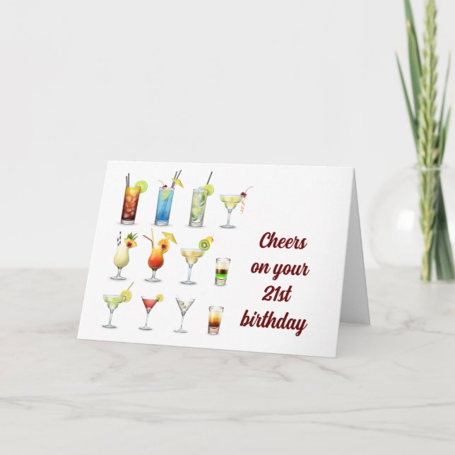 CHEERS ON DIN **21:A BIRTHDAY** KORT (Framsida)