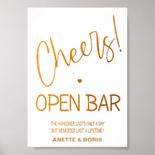Cheers Open pub bröllop-tecken 5 x 7 poster