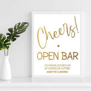 Cheers Open pub bröllop-tecken 8 x 10 poster