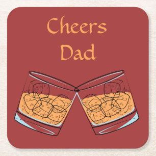 Cheers Pappa Whiskey Glass Square Underlägg Papper Kvadrat
