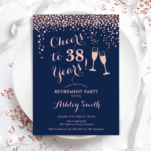 Cheers Pension Party - flottan Ro Guld Inbjudningar (Skapare uppladdad)