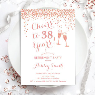 Cheers Pension Party - Vit ros Guld Inbjudningar