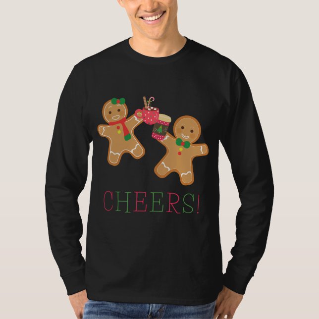 Cheers Pepparkaksgubbe och Hett Chocolate Cof T Shirt (Framsida)