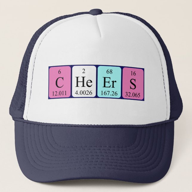 Cheers periodiskt bord ord hat keps (Framsida)