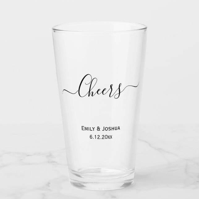 Cheers | Personlig Bride Groom Namn Bröllop Glaskopp (Framsida)