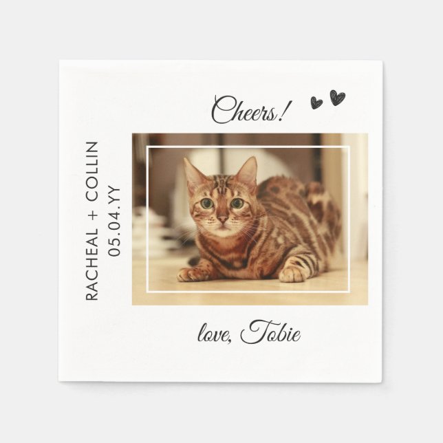 Cheers Pet Photo Template Cat Hund Cocktail Pappersservett (Framsidan)