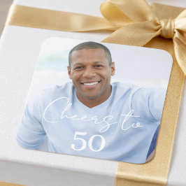 Cheers photo birthday party fyrkantigt klistermärke