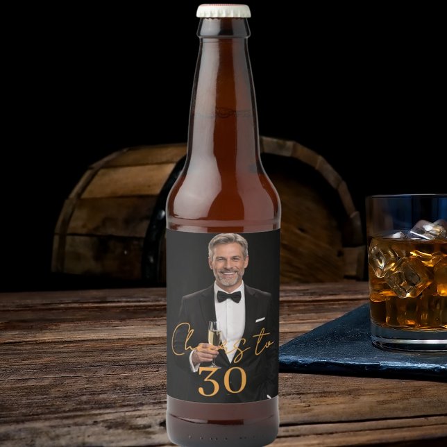 Cheers photo birthday party gold ölflaska etikett (Skapare uppladdad)