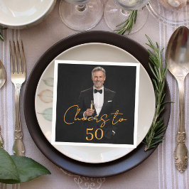 Cheers photo gold birthday party luncheon pappersservett