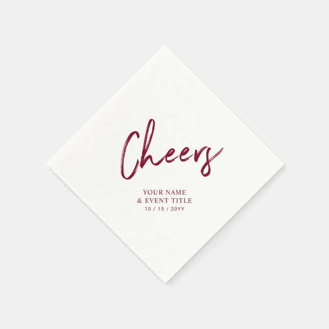 Cheers | Red Push Lettering Anpassningsbar Party N Pappersservett (Hörn)
