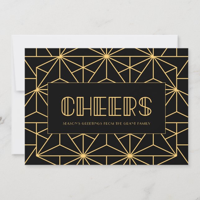 Cheers Retro art deco-Helgdagar Kort (Framsida)