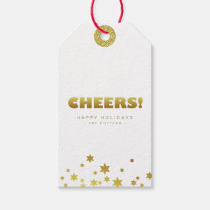 Cheers   Roligt Jul White & Guld Mini Presentetikett