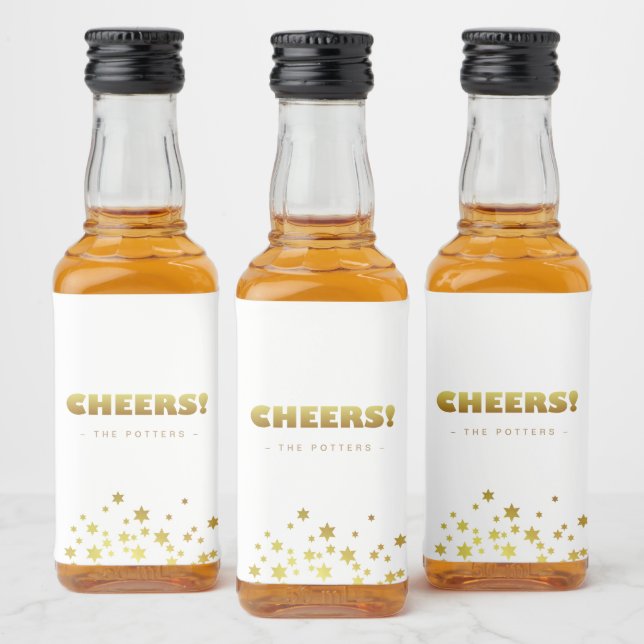 Cheers | Roligt Jul White & Guld Mini Spritflaskor Etikett (Flaskor)
