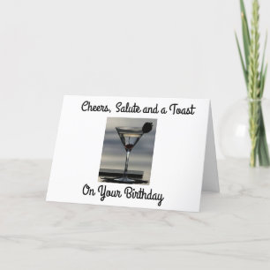 CHEERS, SALUTE OCH TOST TILL DIG PÅ BIRTHDAY KORT