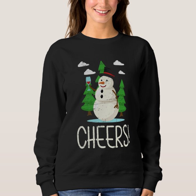 Cheers Santa Claus Snowman Happy Holidays T Shirt (Framsida)