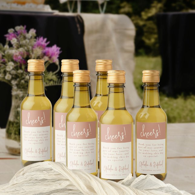 Cheers Script Terracotta Tack Wedding Favor Vinetikett (Favor Labels in packs of 10 rustic cream and terracotta)