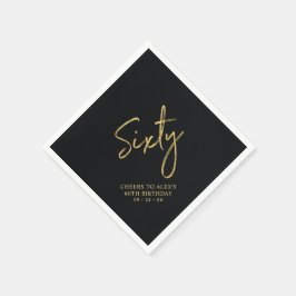 Cheers sextio | Modern svart 60:e Födelsedagsfeste Pappersservett