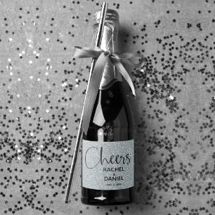 Cheers SILVER Faux Glitter Bröllop Mini