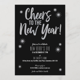 Cheers Silver på Black Nyårsafton-inbjudan Inbjudningar