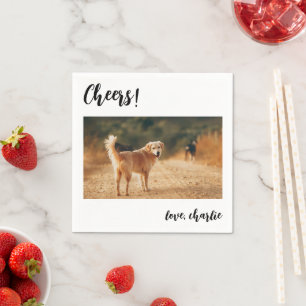 Cheers Simple Cute Hund Photo Modern Bröllop Pappersservett