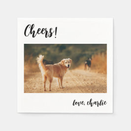 Cheers Simple Cute Hund Photo Modern Bröllop Pappersservett