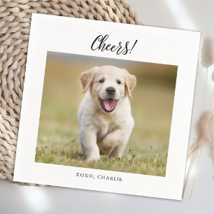 Cheers Simple Cute Hund Photo Roligt Modern Bröllo Pappersservett