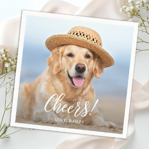 Cheers Simple Modern Anpassningsbar Photo Pet Hund Pappersservett
