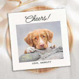 Cheers Simple Photo Cute Roligt Hund Pet Bröllop Pappersservett