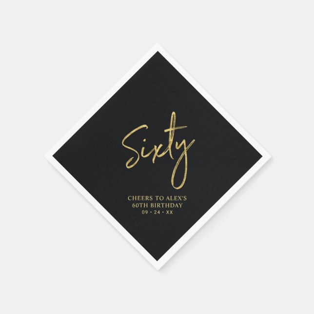 Cheers Sixty | Modern Svart 60-årsfest Pappersservett (Hörn)