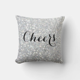 Cheers Sparkly Silver Pillow Kudde