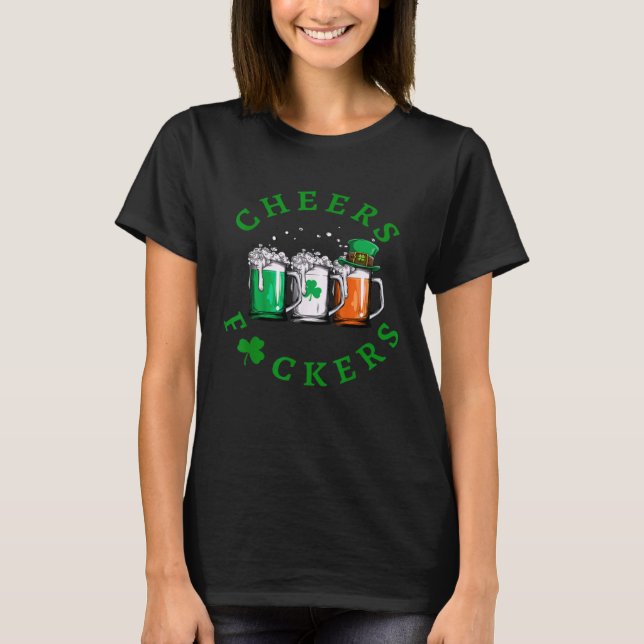 Cheers St. Patrick's Day Irish Drinking Green Sham T Shirt (Framsida)