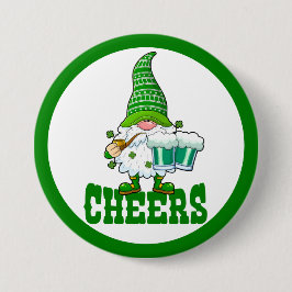 Cheers St. Patrick's Day Leprechaun Button Knapp