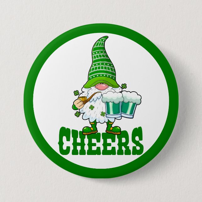 Cheers St. Patrick's Day Leprechaun Button Knapp (Framsida)