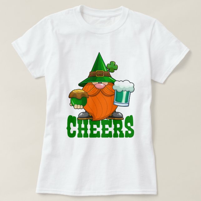 Cheers St. Patrick's Day Leprechaun T Shirt (Design framsida)