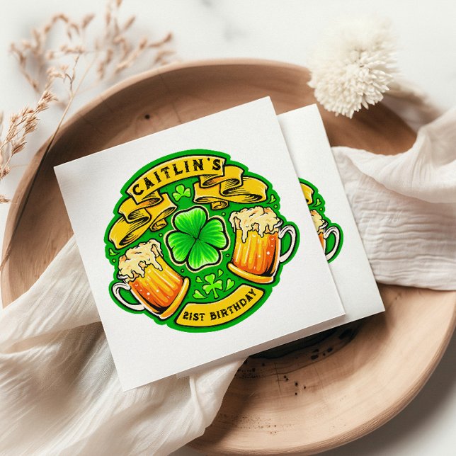 Cheers St patricks day Shamrock 21:a födelsedagen Pappersservett (Skapare uppladdad)