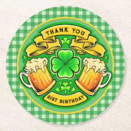 Cheers St. Patrick's Day Shamrock 21st Birthday Underlägg Papper Rund