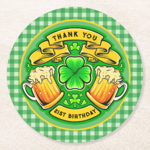 Cheers St. Patrick's Day Shamrock 21st Birthday Underlägg Papper Rund