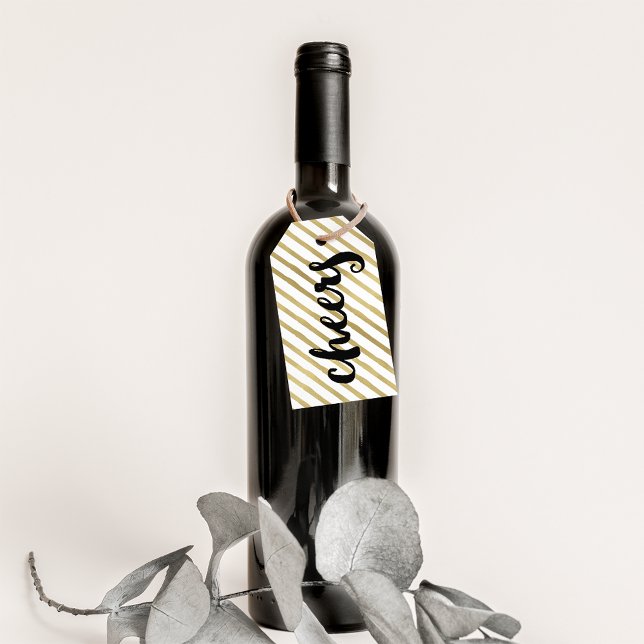 Cheers | Svart och faux Guld Rand Presentetikett (Skapare uppladdad)