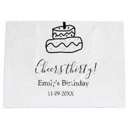 Cheers thirty birthday cake black scribble hand